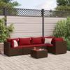 VidaXL Garden Lounge Set 6 Pcs with Cushions Brown Wicker, Outdoor Sofa Set, Garden Corner Sofa, 3308101