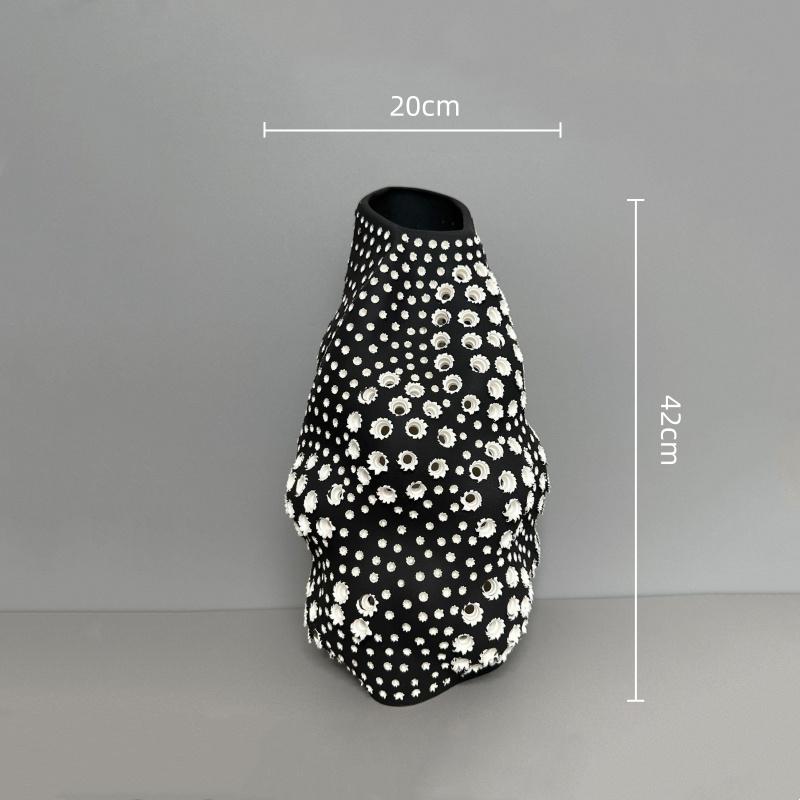 

Black and White Ceramic Vase Polka-dot Holes Irregular Hollow Pattern Flower Vase Ceramic Handicraft Home Decoration Accessories