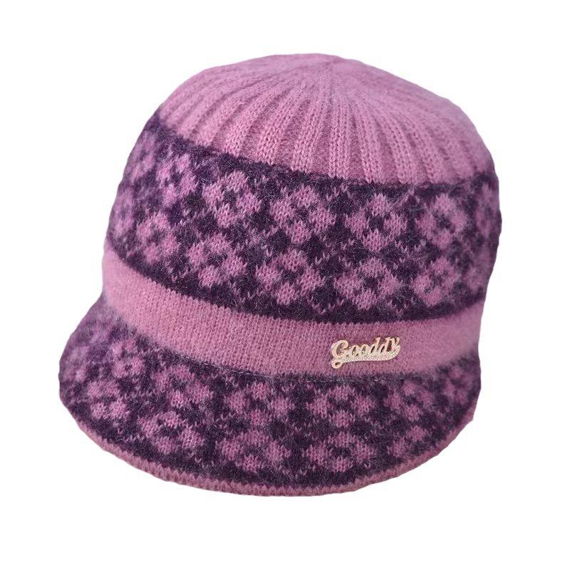 Winter New Hat Women's Fleece Warm Wool Knitted Hat Old Lady Hat