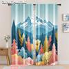 2pcs   2D Flat Printing Curtain Colored Trees Versatile Polyester Fabric  Without Electricity Festive Backdrops for Holiday