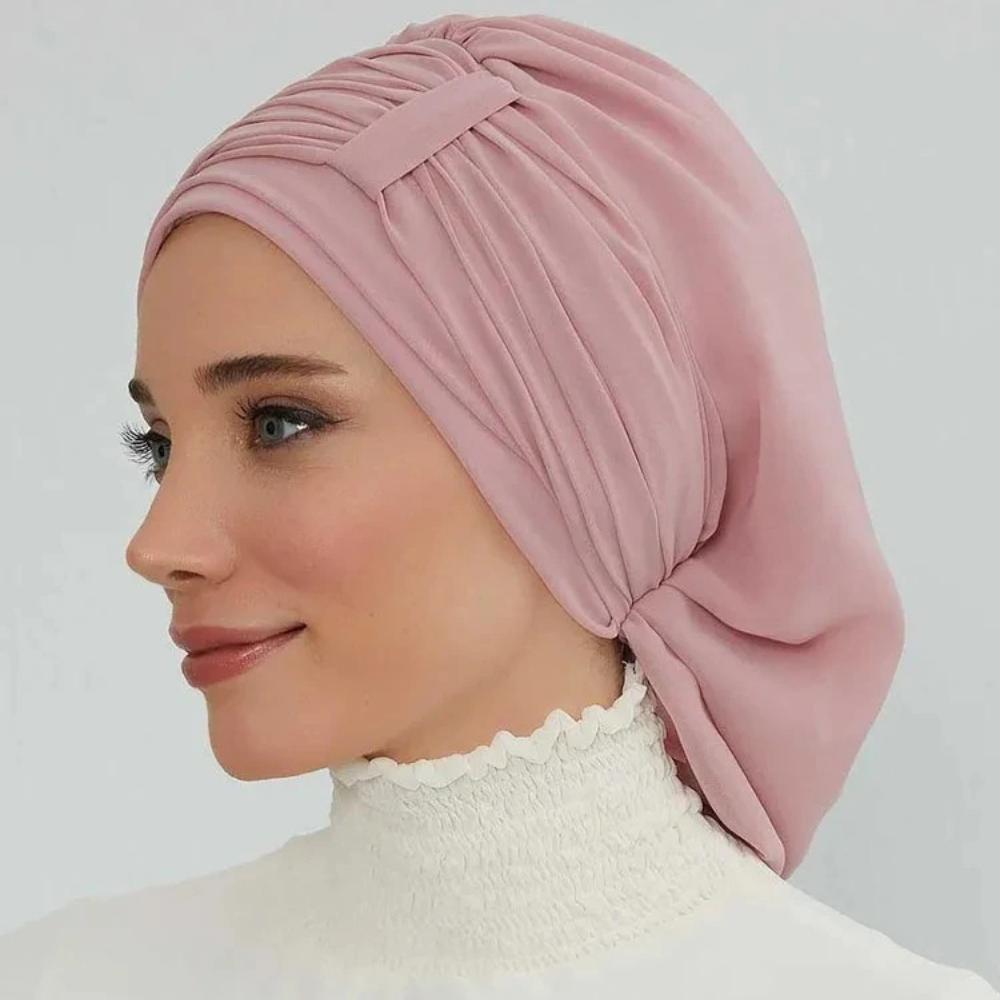 Muslim Instant Turban Pure Color Stretch Inner Hat Hijabs for Caps Ready To Wear Women Head Scarf Under Bonnet