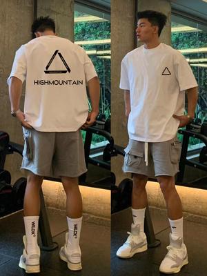 T-shirt Américain Rétro High Street Oversize Ample à Manches Courtes Homme StreetRuffianBeauDécontractéPolyvalent Haut en Coton Pur Été