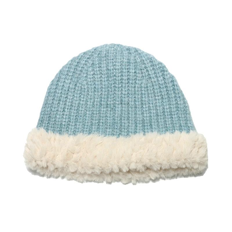 

Осенне-зимняя шапка-пуловер женская плюшевая комбинированная вязаная шапка утолщенная теплая закрывающая лицо маленькая шляпа-ведро женская шерстяная шляпа-панама 2022 M（56-58cm） светло-синий