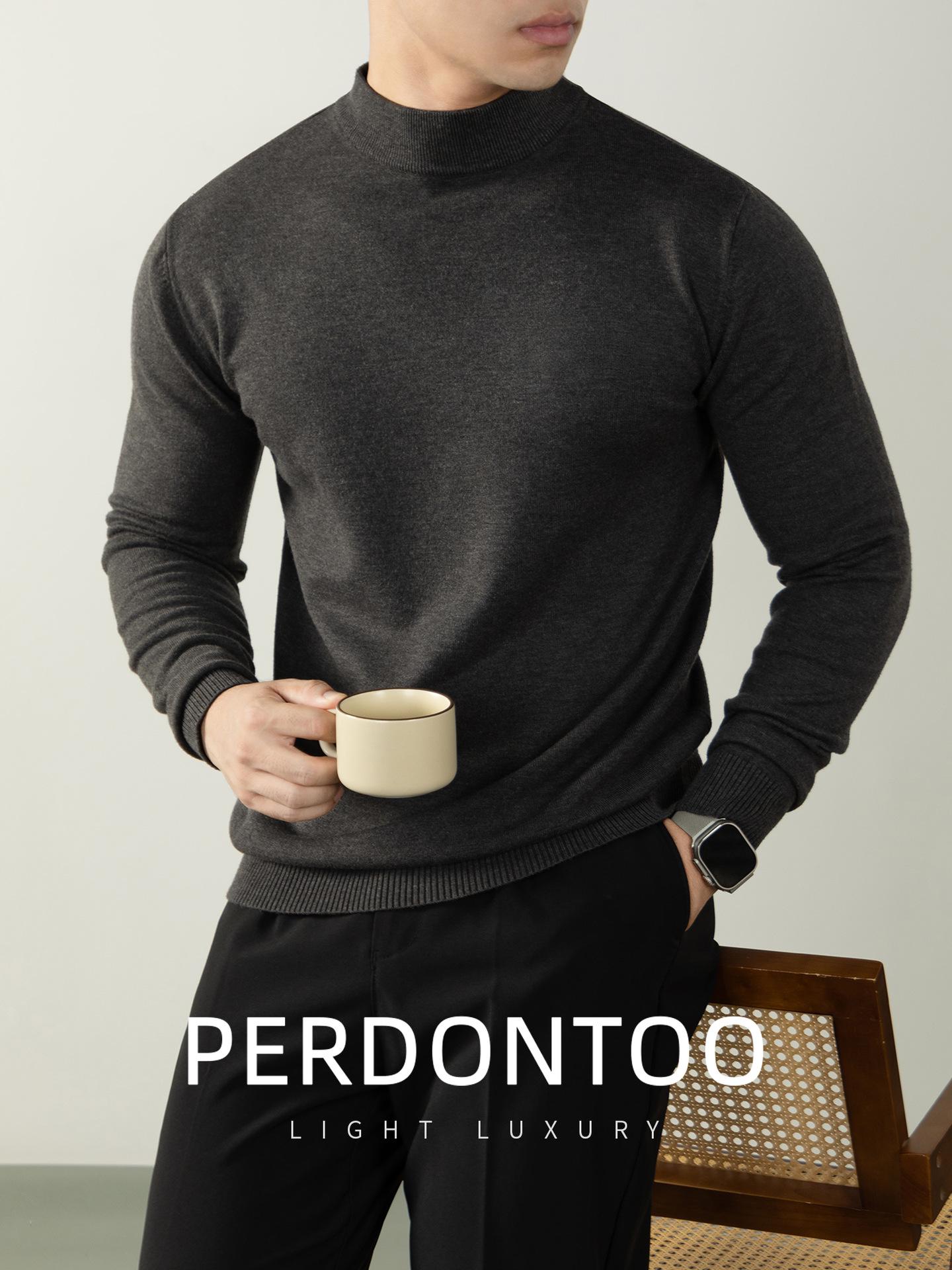 

Men s Minimalist Casual Half-High Neck Sweater - Autumn/Winter Thick Knit Versatile Solid Color M