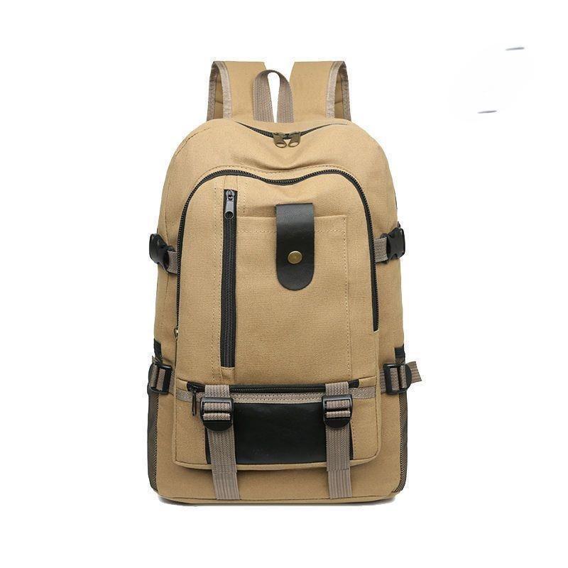Men's Large Capacity Wear-Resistant Canvas Tool Backpack for Construction and Travel