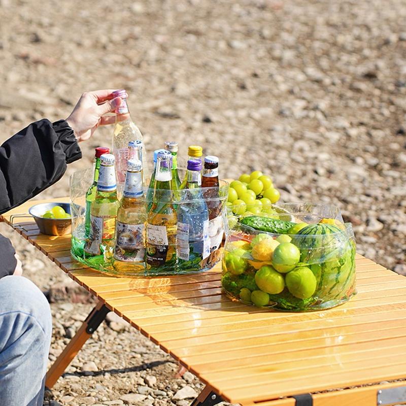 Outdoor Portable Clear Wash Basin Folding Dish Tub Sink Backpacking Kitchen Wash Fruit Camping Hiking Food Storage Container