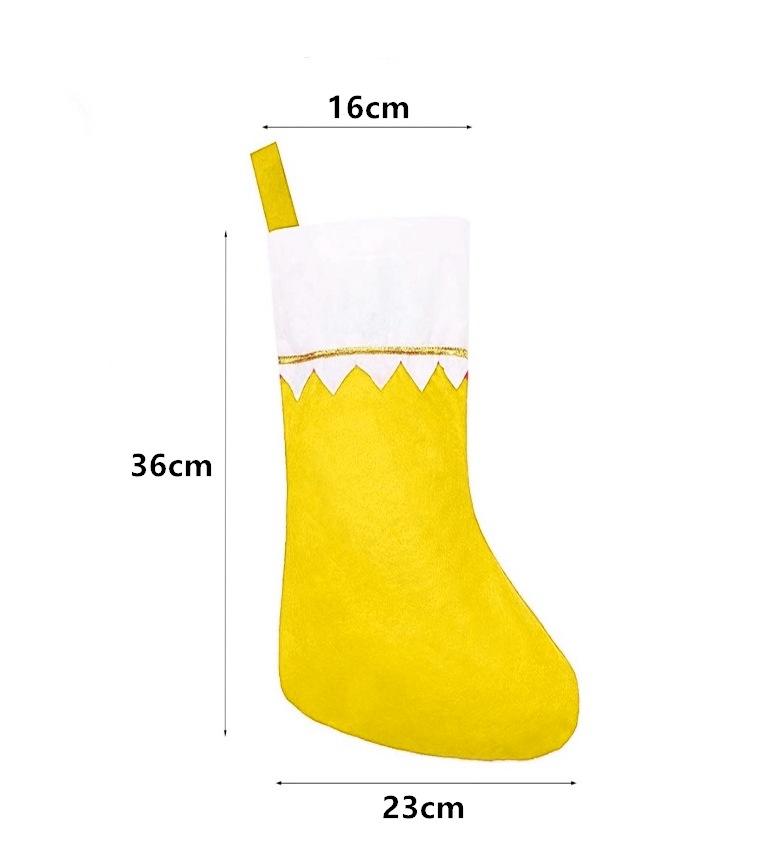 Christmas Stocking Non woven White Gold Label Stocking Hanging Green Mouth Thread Christmas Decoration Ornaments Gift Bag