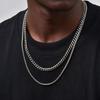 2pcs Trendy Chain Necklace for Men Boys,Stainless Steel Silver Gold Color Cuban Chain Collars,Box Chain Twisted Rope Chain Gift