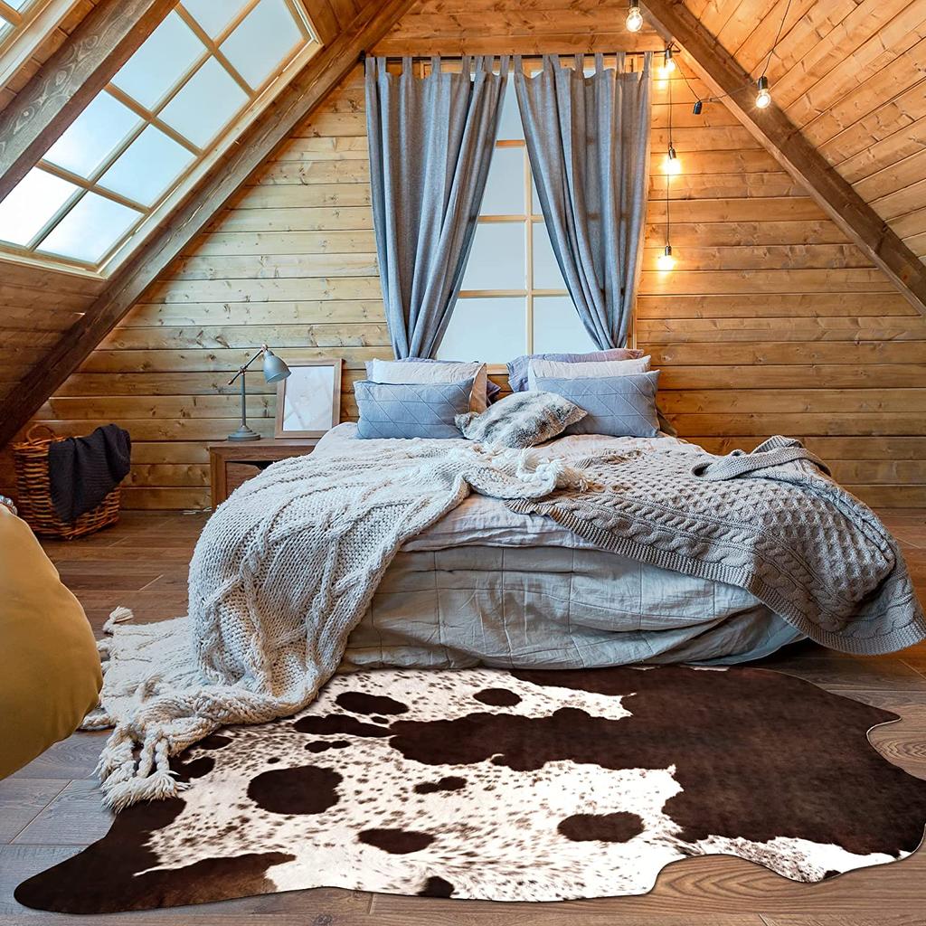 NOAHAS Faux Cowhide Rug Carpet Cute Cow Hide Rug for Living Room Bedroom Western Home Decor Faux Fur Cow Print Rugs