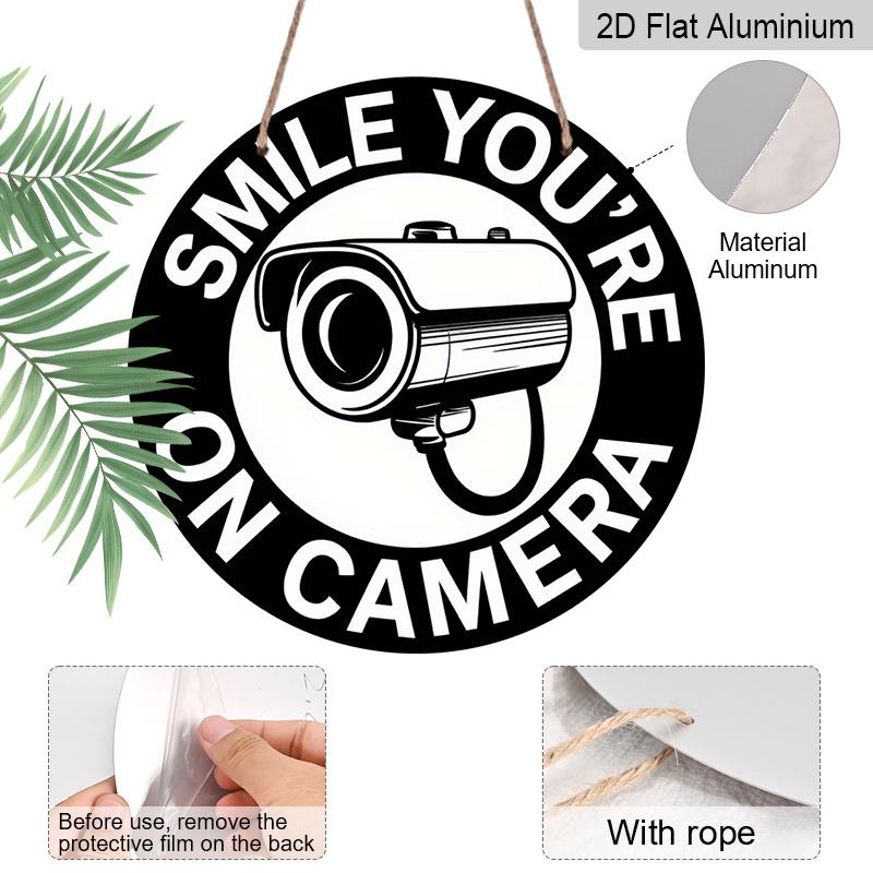 2D Flat Aluminum Retro-style Security Camera Wall Decoration, 7.87 Inches X 7.87 Inches. Suitable for Cafes, Living Rooms, Kitchens, Bars, Porches