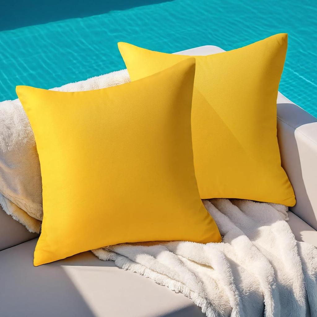 Premillow Outdoor Pillow Covers Set of 2, Decorative Farmhouse Waterproof Pillow Covers, Solid Linen Pillowcase Cushion Covers for Patio Garden