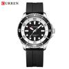CURREN 8448 Unisex Waterproof Round Watch with Rubber Strap - Suitable for Men and Women