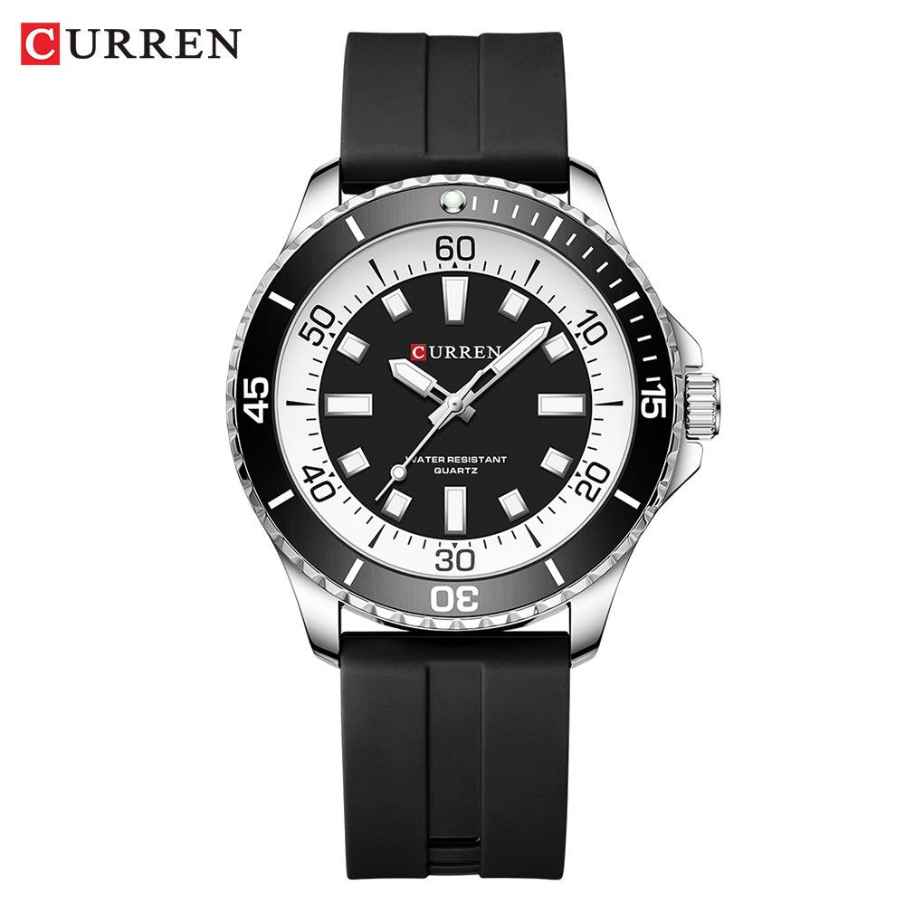 CURREN 8448 Unisex Waterproof Round Watch with Rubber Strap - Suitable for Men and Women