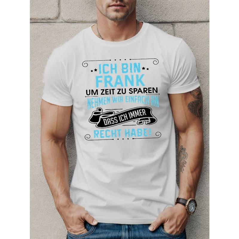 

Европейские размеры Ich Bin Frank Мужская для Я Фрэнк Повседневная футболка - Летний топ с коротким рукавом с круглым вырезом и фамилией S белый