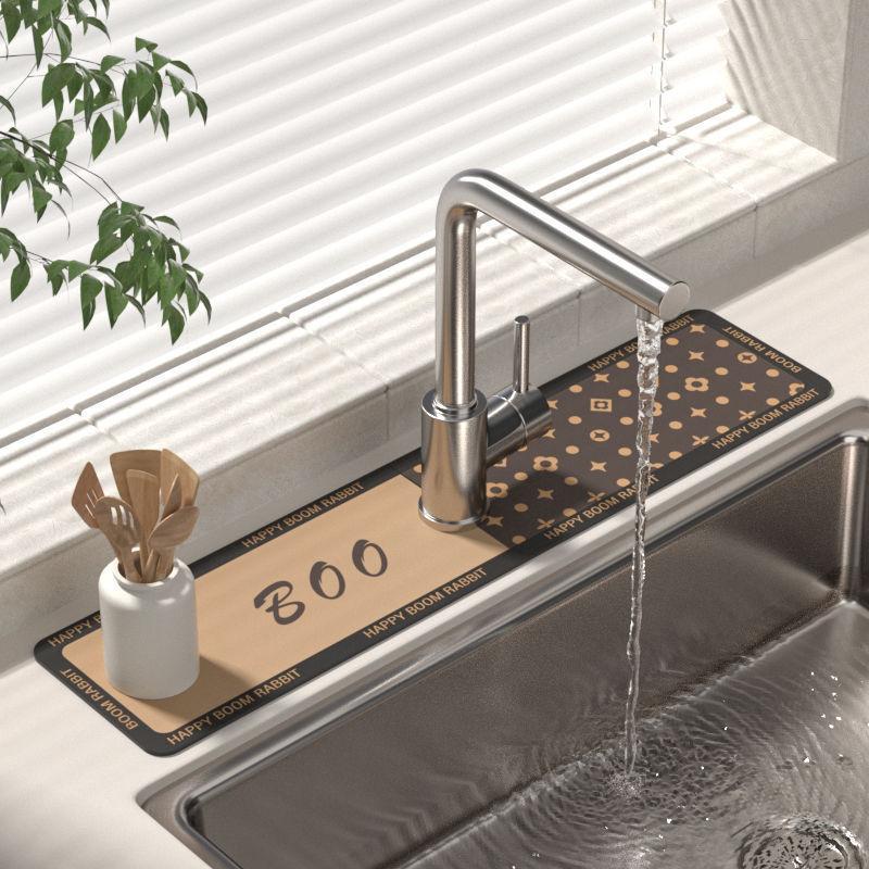 Wasserabsorbierende Matte für Wasserhähne, Küchenspülen, Waschbecken, Abtropfmatten, Spritzschutzmatten für Badezimmerarbeitsplatten