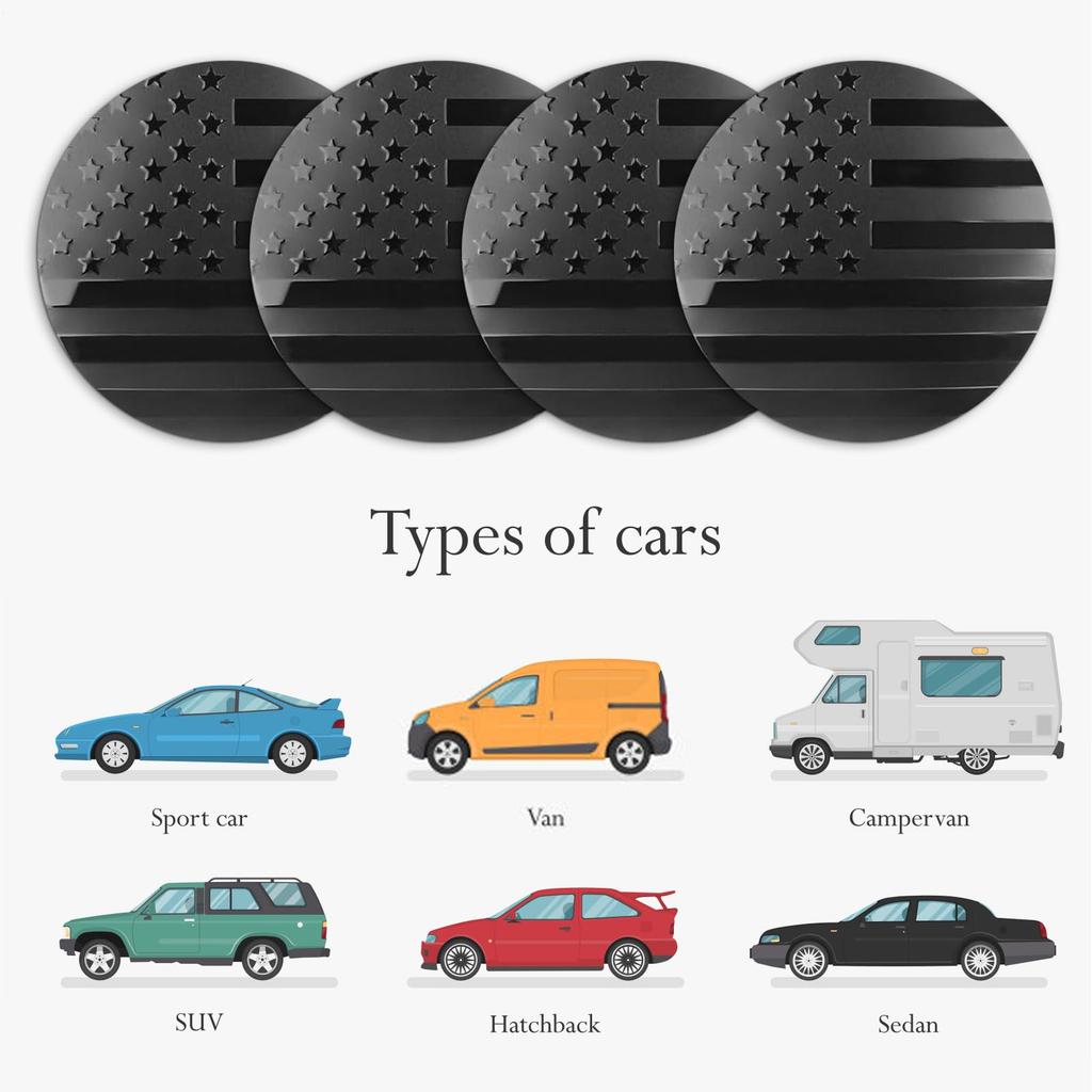 Flag Wheel Center Cover 4pcs Hub Rim Car Wheel Center Aluminum Alloy Cover Wheel