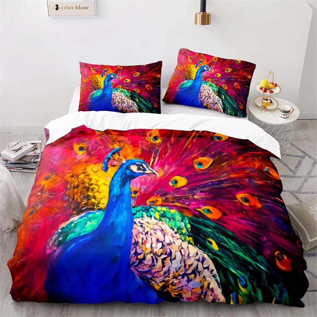 Oil Painting Duvet Cover Abstract Art Print Boat Sunset Animals And Plants Microfiber Landscape Tree Bedroom Decoration Children