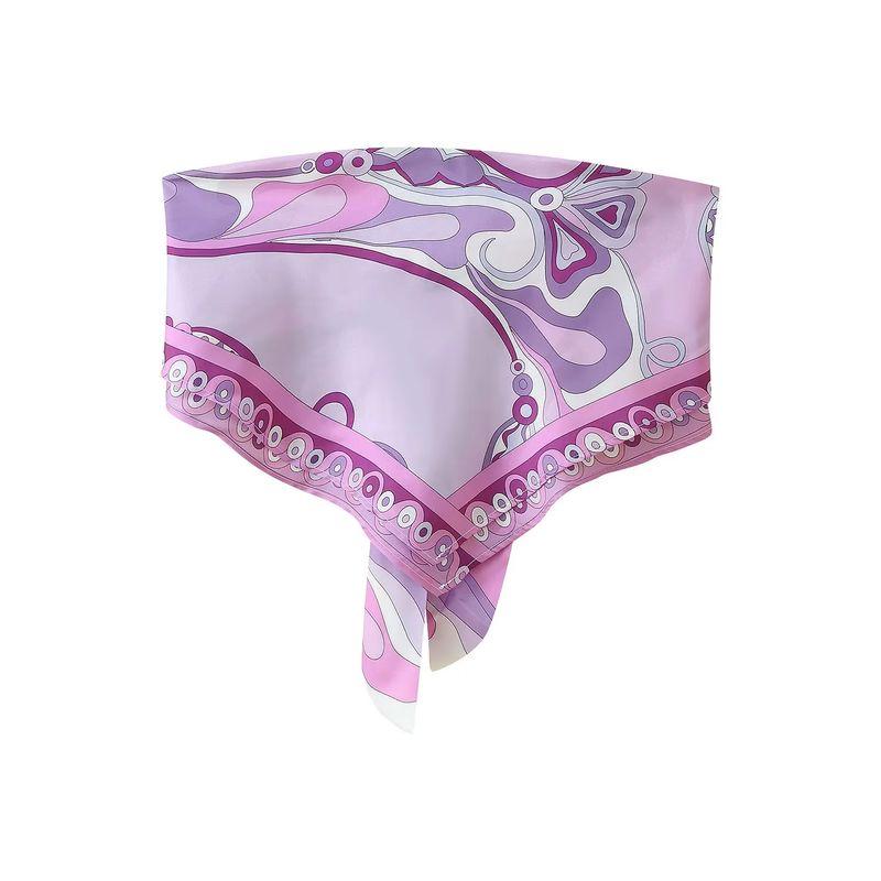 

Vacation Style Shawl Decoration Print Tops + Tube Top Backless Print Print Tops + Print High Waist Long Skirt Pink Tube Top S