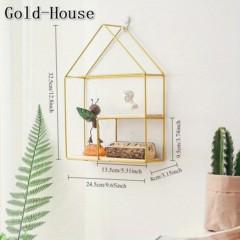 Suport de depozitare din fier metalic Suporturi de depozitare cu forme multiple Negru/auriu Raft de perete nordic DIY Decor
