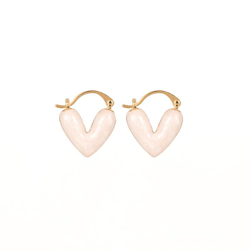 Lady Elegant Light Luxury White Oil Dropping Love Stud Earrings for Women Fashion Jewelry Gifts