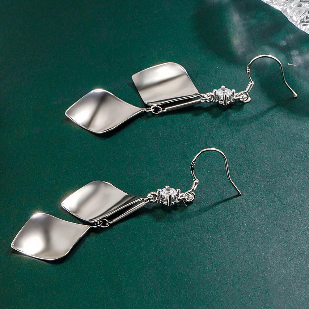Geometric Rhombus Rhinestone Tassel Earrings for Women - Trendy Ear Hooks, Super Fairy Fashion Style