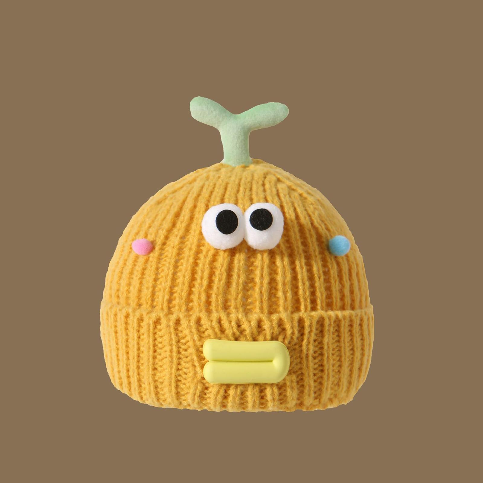 

Женская шапка Забавная мультяшная шапка из шерсти с ртом-сосиской Вязаная шапка с защитой ушей Зимняя теплая милая шапка для большой головы Милая забавная шапка One Size жёлтый