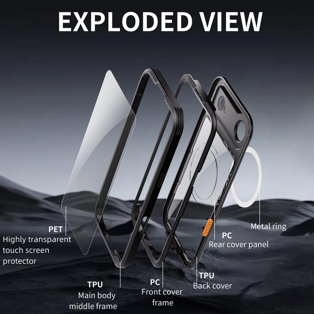 REDPEPPER For iPhone Air IP68 Waterproof Case Clear Back Phone Cover Compatible with MagSafe