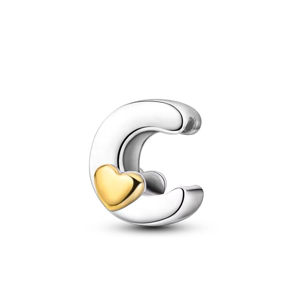 Letter With Gold Color Heart Charms Copper Pedant Bead Diy Jewelry Fit Bracelet Necklace Gift European Party