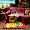 1PC Custom Name Blanket Cat Dog Adventure Flannel Blankets Patterns Throw Blanket All-Season Soft Gift for Couch, Bed, Camping, Birthday Gifts