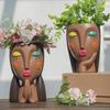 Head Planter Face Flower Pot with Drainage Hole Closed Eyes Creative Decorative for Bookshelf Garden Office Housewarming Gift