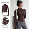 New velvet yoga clothes jacket women's spring elastic breathable long-sleeved sports fitness clothes slim yoga top