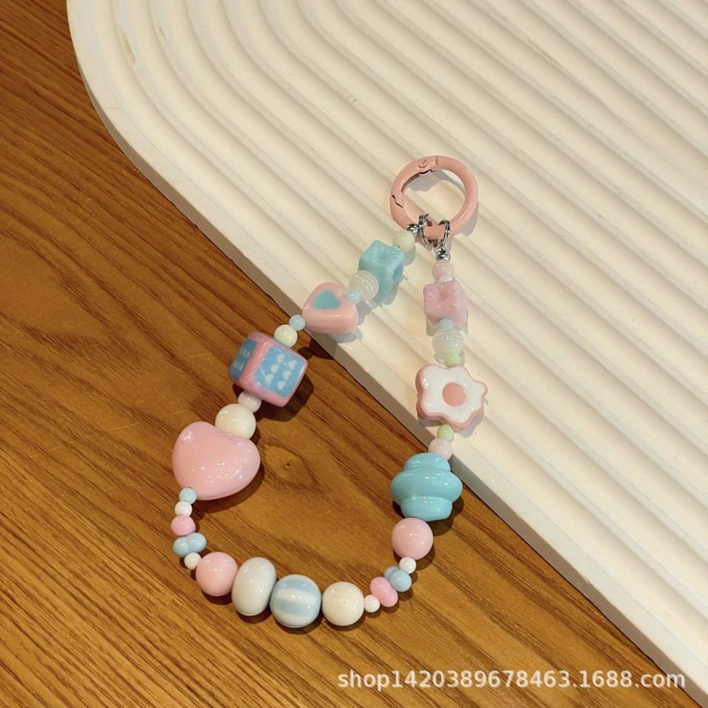 Butterscotch Cat Beaded Mobile Phone Chain Lanyard Versatile Love Bead Chain Keychain Bag Pendant