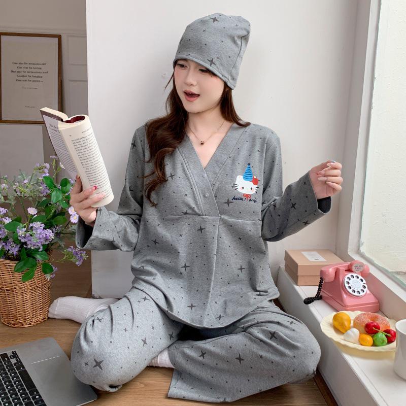 Adjustable Maternity Pajamas: Lightweight, Sweat-Absorbent Nursing Suit for Postpartum and Pregnancy Seasons