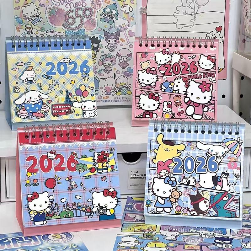 Hello Kitty 2026 Desk Calendar Cartoon Sanrio Plan Message Desktop Ornaments Weekly Plan Book Stationery Office Supplies