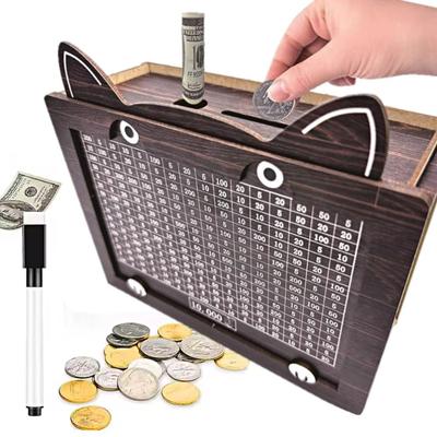 Cartoon Cat Money Saving Box Reusable Money Storage Bank Coin Storage Box  for Adults and Children