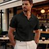 Men Waffle Golf Shirt Short Sleeve Turndown Collar Shirt Textured Casual Summer Shirt for Office Street Vacation Beach Wear