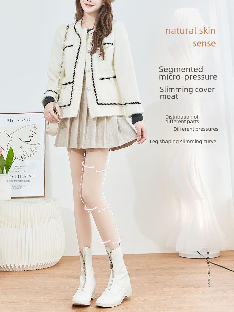 Women's Nude Flesh-Colored Warm Cotton Leggings - Velvet Thickened, Autumn/Winter Stockings