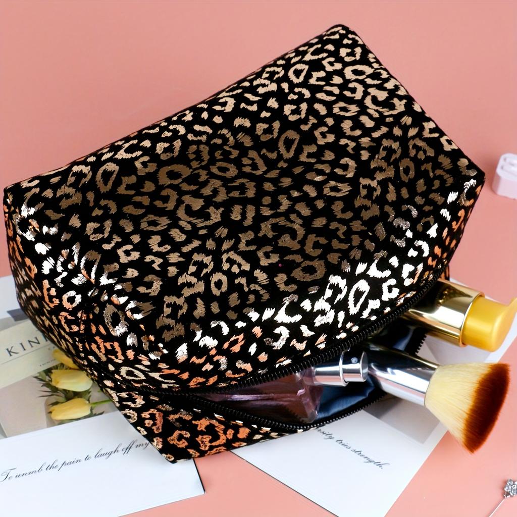 1 stk Leopardmønstret Glitrende Sminkepose, Reise Toalettmappe, Glitrende Student Penal, Gave Sminkepose, Reise Oppbevaringspose, Julegave
