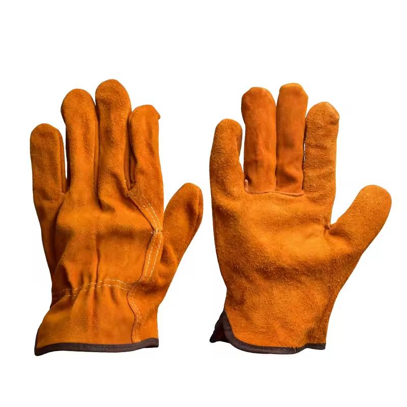 Labor Protection Cowhide Gloves Double-layer Yellow Safety Welding Wear-resistant Gloves Personal Protective Equipment