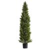 Alberi di Cedro Artificiali Topiari, Set da 2 1524mm Piante Finte di Arbusti di Pino, Aspetto Realistico di Albero Finto di Seta, Montaggio Facile per Decorazione Portico Anteriore Patio Esterno