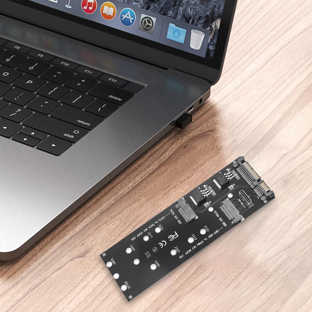 SATA M.2 SSD Adapter Dual Ports Riser Adapter NVMe M.2 NGFF To SFF-8611 Expansion Card Dual Protocol Adapter Card for Mainboard