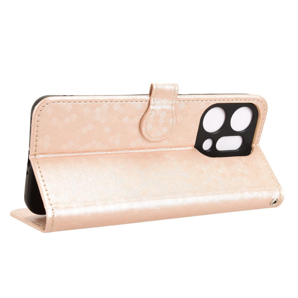 For Oppo Reno14 Pro 5G (Global) Wallet Case Dot Pattern Imprint PU Leather Phone Cover with Wrist Strap