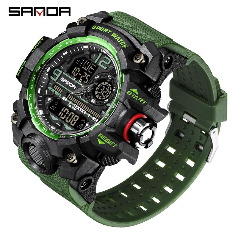 Top Brand Luxury G style Military LED Digital Watches Mens Sport Waterproof Watches Mens Male Quartz Wrist Watch Relogio зелёный
