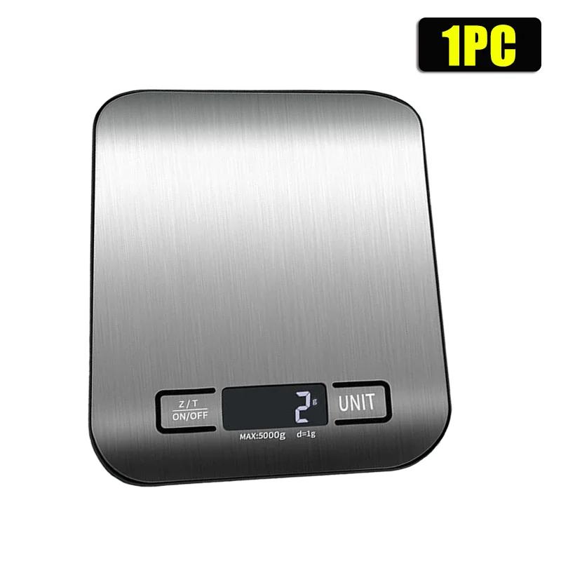 10PCS Rechargeable Kitchen Scale Jewellery Scale Electronic Scale Stainless Steel Home Kitchen Electronic Weighing Grammage 5KG