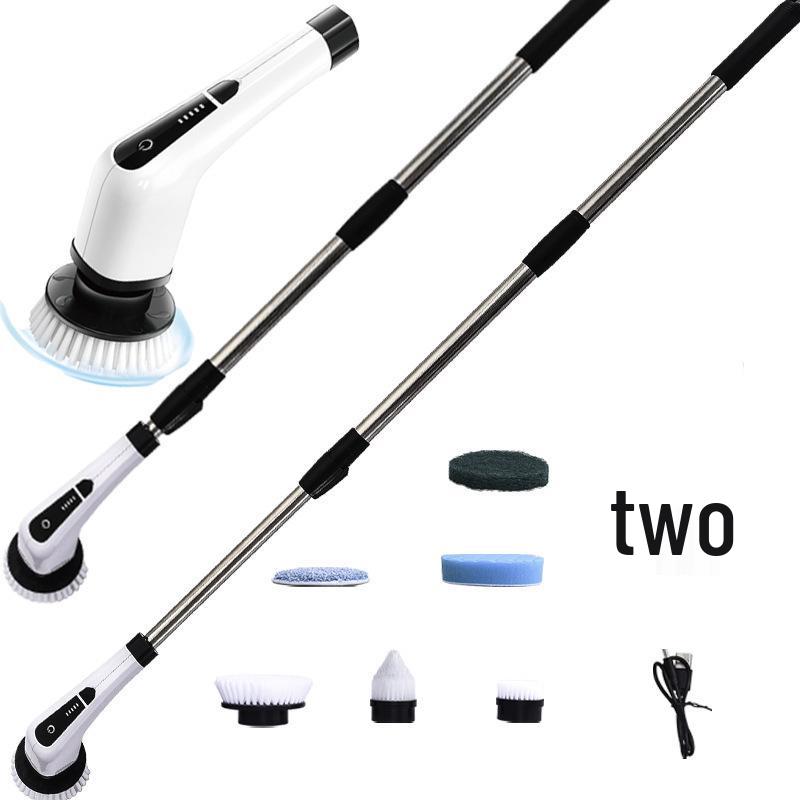 7-in-1 Cordless Electric Spin Scrubber with Retractable Long Handle.