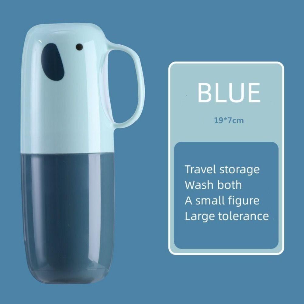 

Портативный симпатичный стаканчик с крышкой, интегрированный футляр для зубных щеток, держатель для зубных щеток в форме слона, футляр для хранения зубной пасты синий