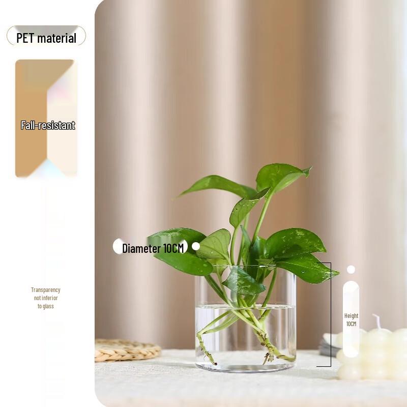 Cylindrical PET Plastic Vase - 10x10cm, 5-Pack