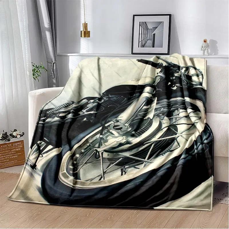 3D retro motorcycle  area Printing Blanket,Fashion Soft Cozy Living room Bedroom Sofa Bed Travel Blanket Birthday Gift