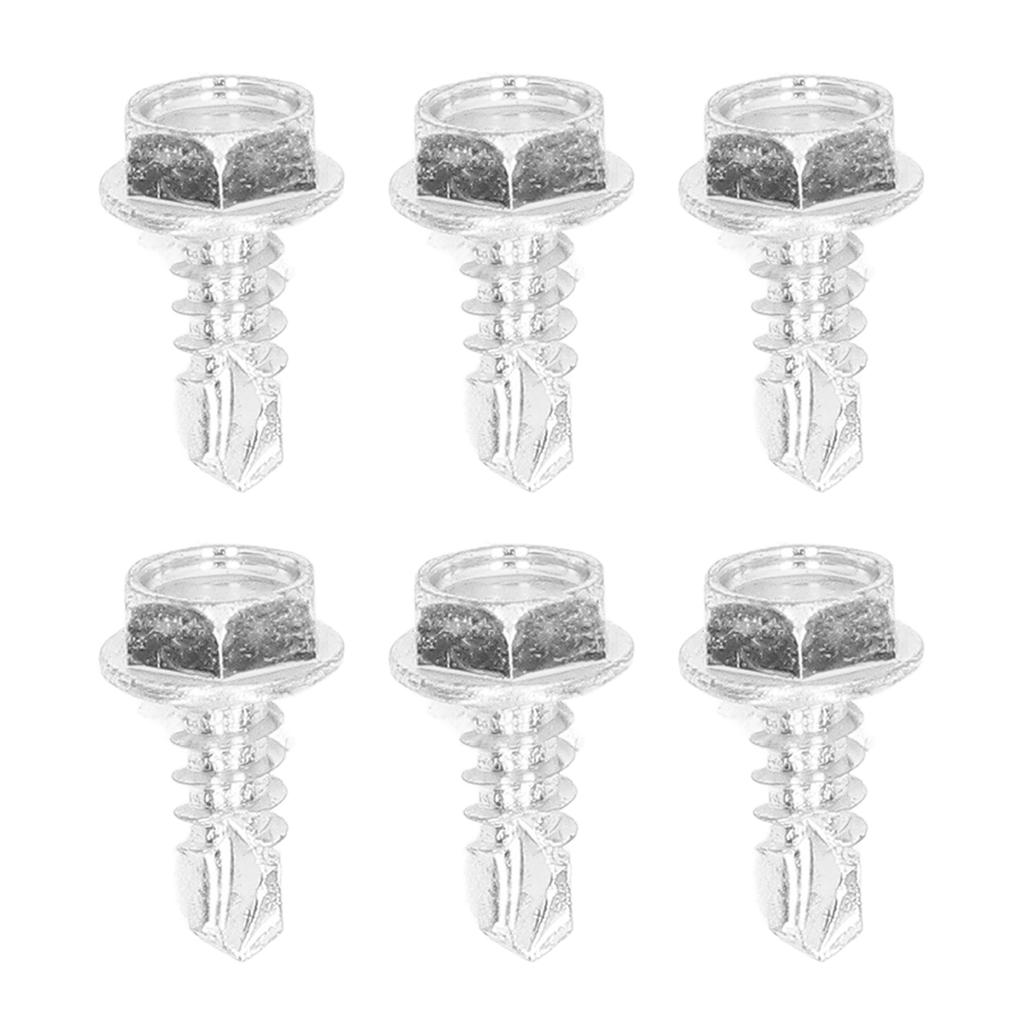 250PCS Self Drilling Screw Carbon Steel White Zinc Drill Screw M4.8x13mm for Metal Wood Plastic Hex Washer Head