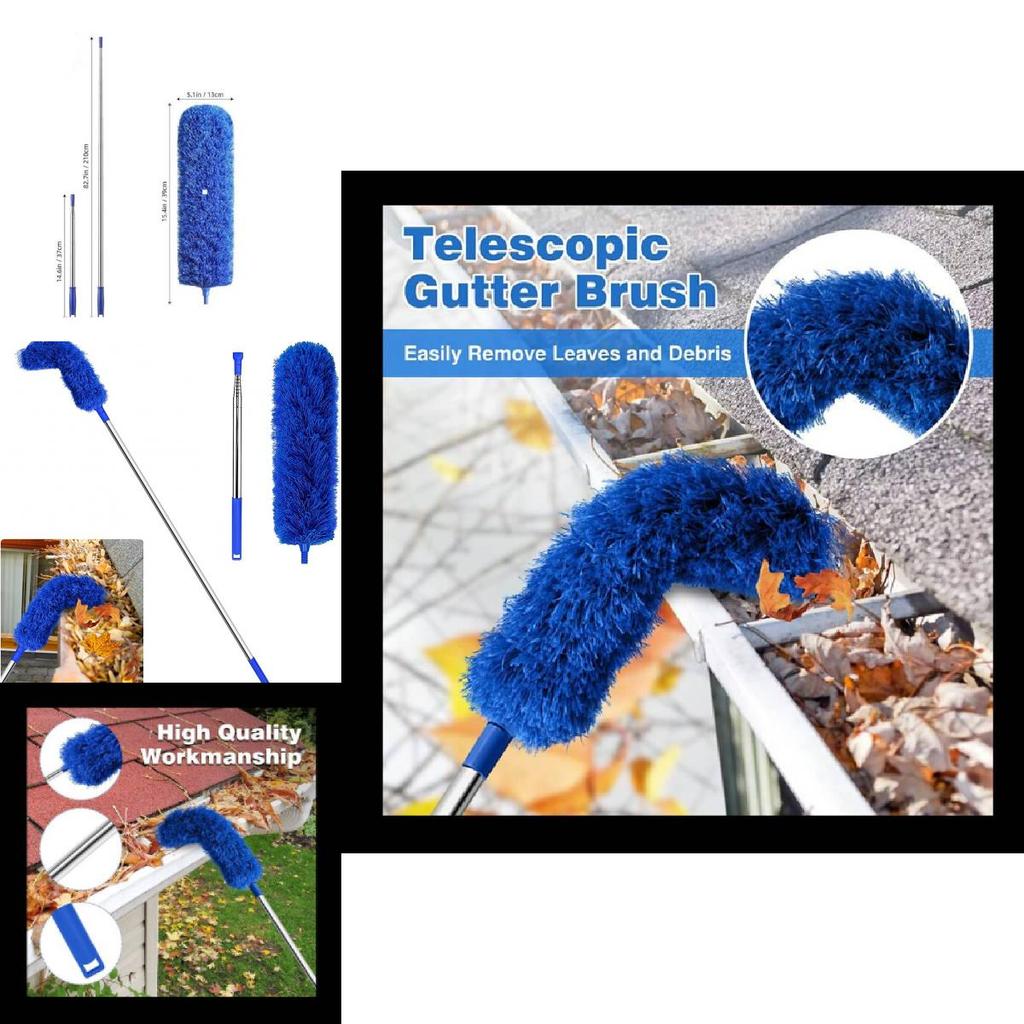 Gutter Cleaning Brush With Telescopic Extendable Pole For Home Maintenance And Dust Removal